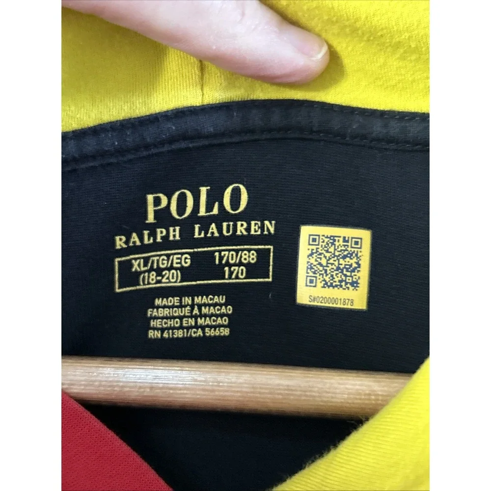Polo Ralph Lauren Hoodie T-Shirt Boys XL 18-20 PLR67 Graphic Colorblock